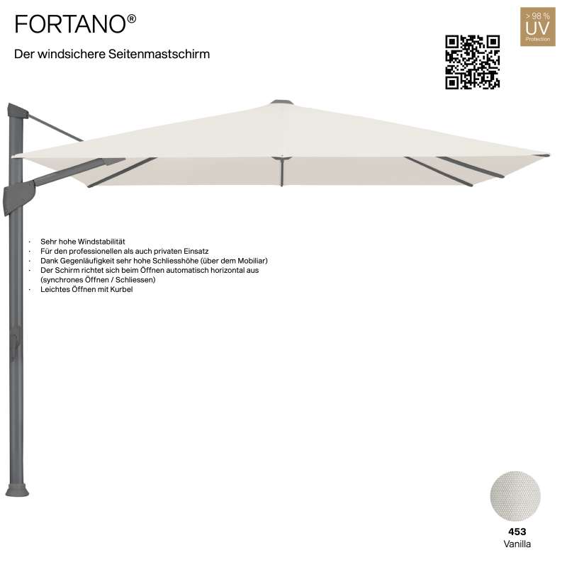 GLATZ Sonnenschirm FORTANO® Ampelschirm 300 x 300 cm Freiarmschirm Farbe 453 Vanilla