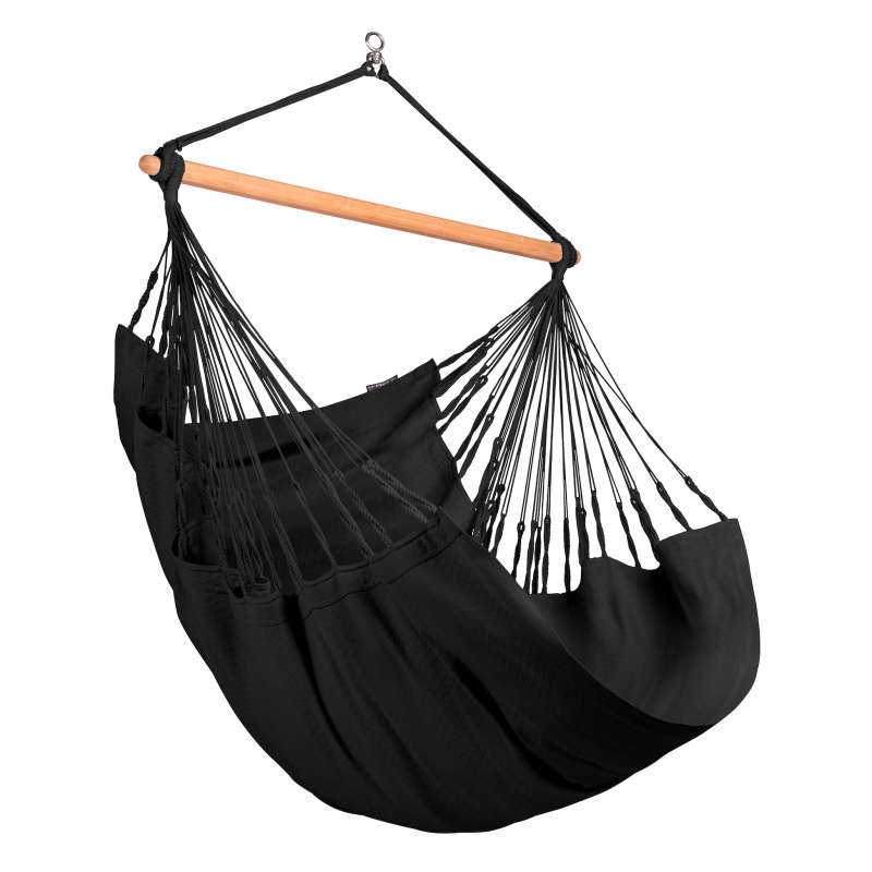 La Siesta Hängesessel HABANA Comfort onyx schwarz Lounger aus Bio-Baumwolle Hängematte Hängestuhl