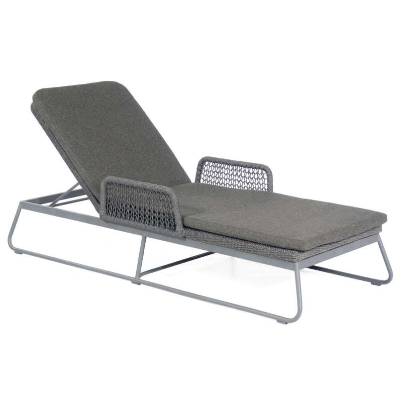 Sonnenpartner Lounge-Liege Poison Aluminium mit Polyrope dunkelgrau mit Auflage Relaxsessel Gartenli