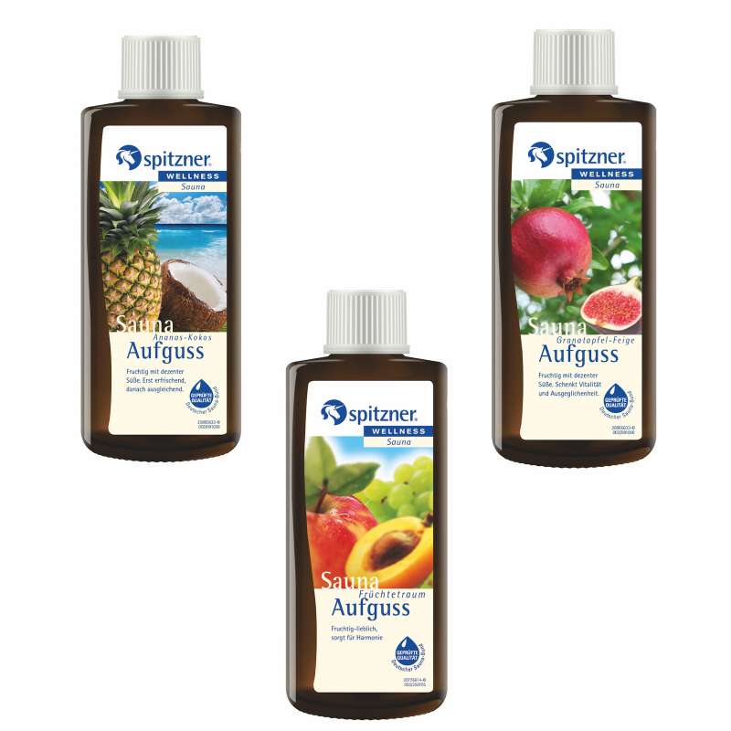 Spitzner Saunaaufguss Vorteilspack 3er Ananas Früchtetraum Granatapfel je 190ml