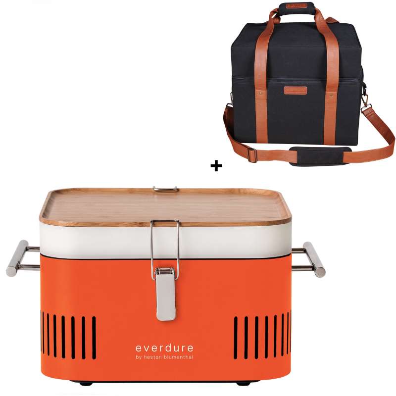 Everdure Holzkohlegrill Cube Farbe Orange tragbar inkl. Transporttasche