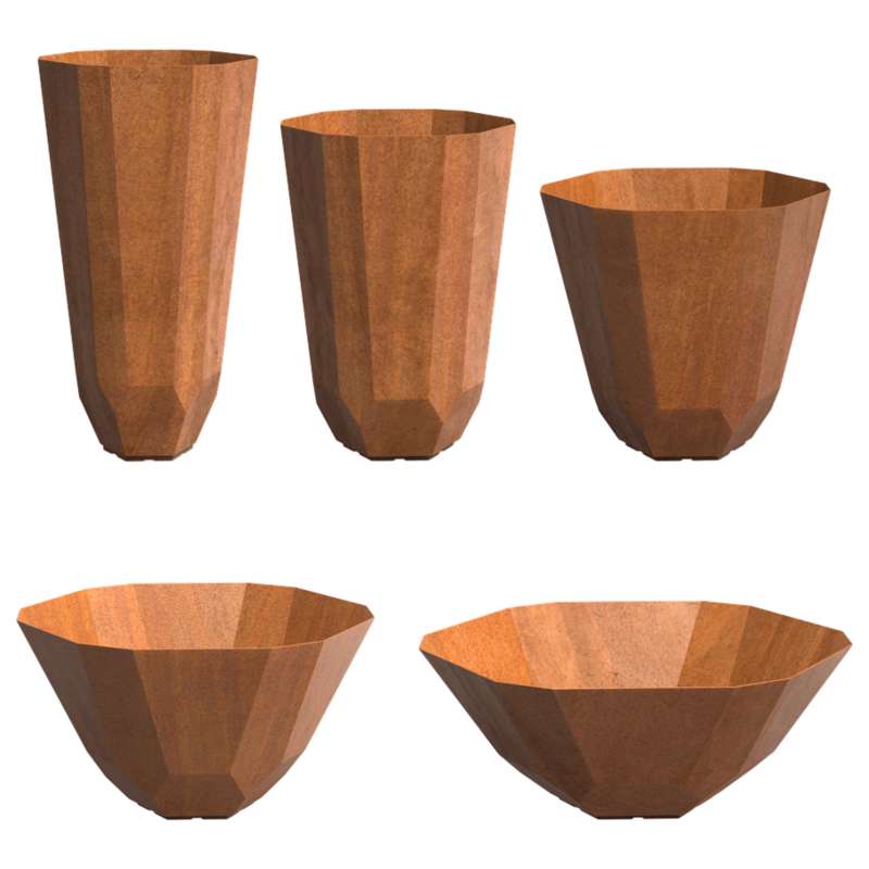 Adezz Facet Pflanzschale aus Corten-Stahl Pflanzgefäß Pflanzkübel Blumentopf