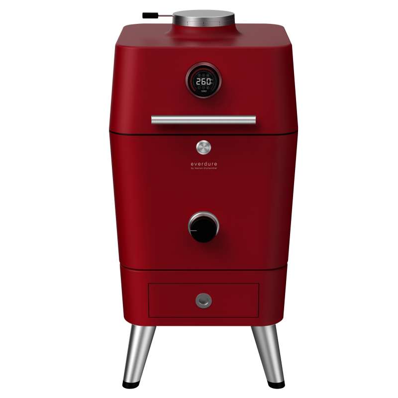 Everdure 4K Kamado Kohle- und elektrischer Outdoor Ofen mit elektrischem Anzünder Rot HBCE4KREU