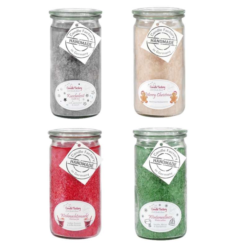 Candle Factory Kerzen-Set Winterzeit 4x Mini Jumbo Duftkerze Dekokerze