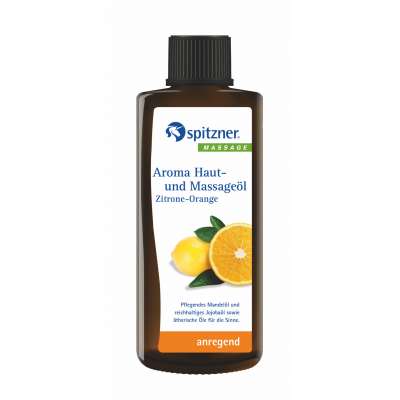 Spitzner Aroma Haut- und Massageöl Zitrone Orange 190 ml anregendes Massage Öl Spitzner Aroma Haut- und Massageöl Zitrone Orange 190 ml anregendes Massage Öl
