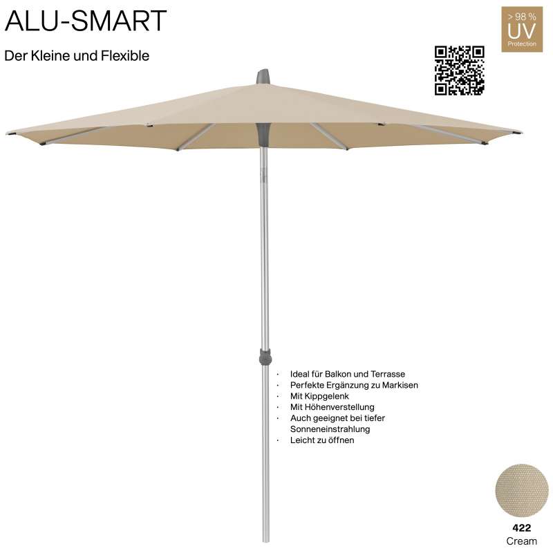 GLATZ Sonnenschirm ALU-SMART rund ø 250 cm Gestell natureloxiert Farbe 422 Cream Mittelstock