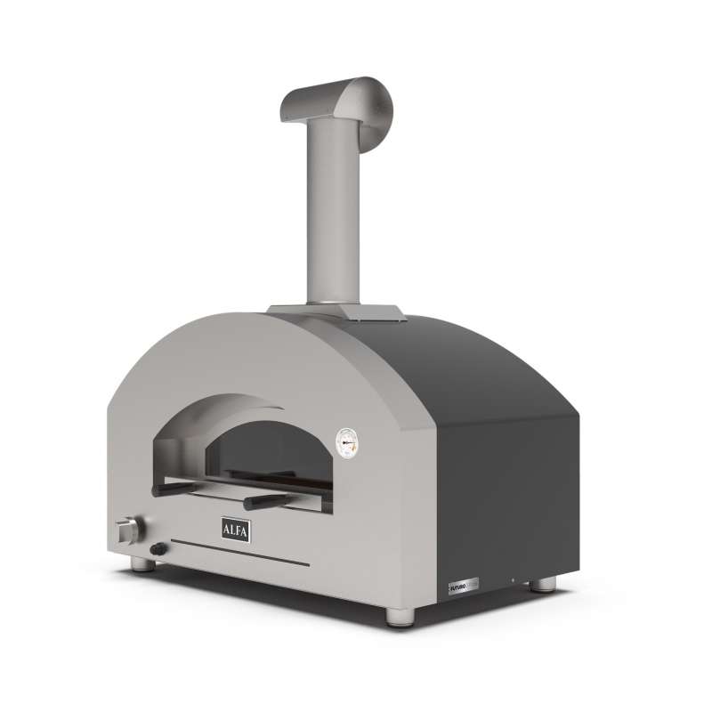 Alfa Forni Gas Pizzaofen FUTURO 2 Pizze Silber-Schwarz FXFT-2P-GSB-DE