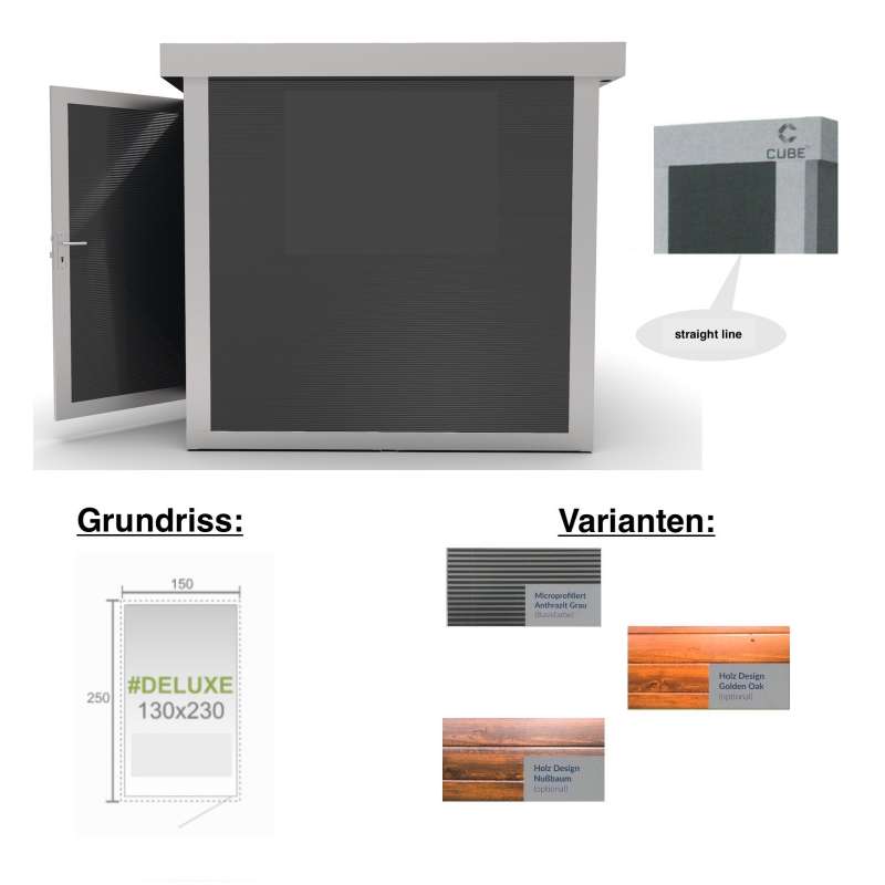 Cube FX Gartenhaus Deluxe S122 130x230x230 cm Straight Line Gerätehaus Geräteschuppen