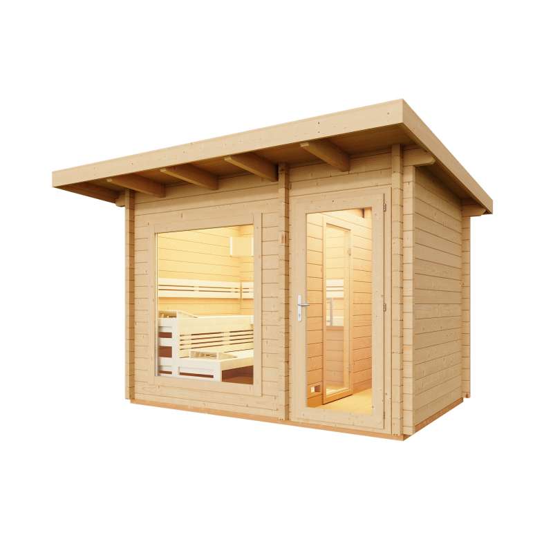 Infraworld Gartensauna Terra 2B Außensauna mit Vorraum Saunahaus 341 x 230 cm