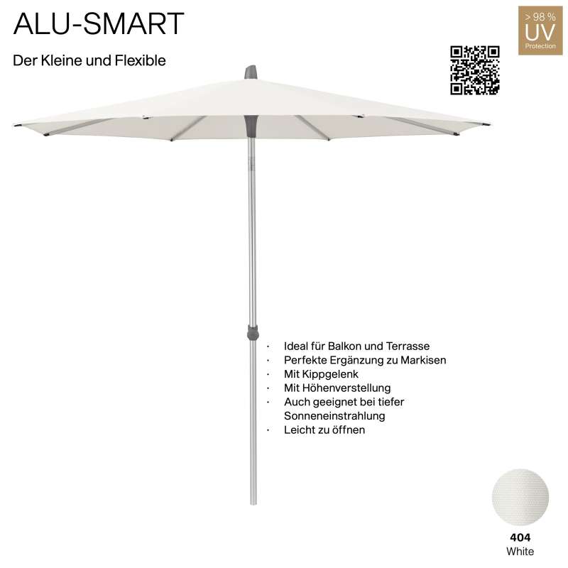 GLATZ Sonnenschirm ALU-SMART rund ø 200 cm Gestell natureloxiert Farbe 404 White Mittelstock