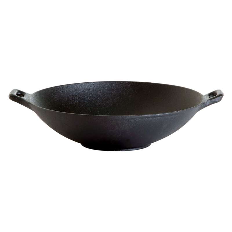 Gusseisenkuss® Gusseisenwok mit 2 Griffen Ø 37 cm Gusspfanne Gusseisen Wok