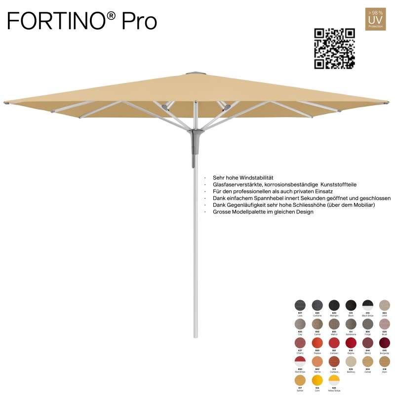 GLATZ Sonnenschirm FORTINO® Pro quadratisch 200 x 200 cm 100 % Polyacryl in 27 Farbvarianten