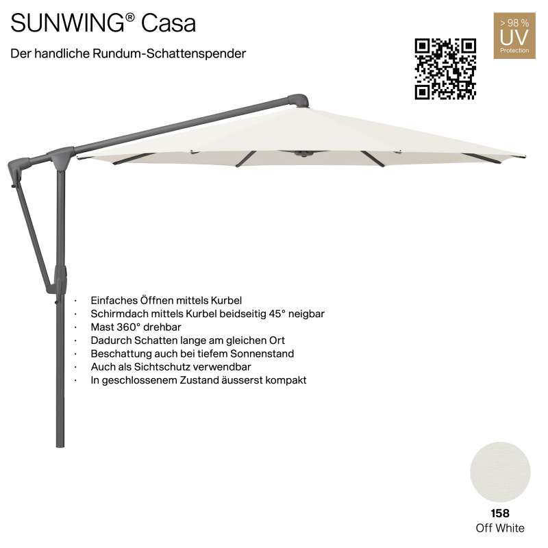 GLATZ Sonnenschirm SUNWING® CASA rund ø 330 cm Gestell anthrazit Farbe 158 Off White Ampelschirm
