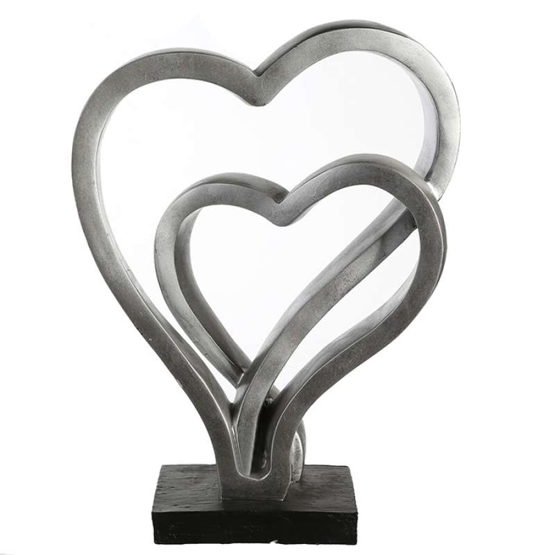 Casablanca Skulptur Hearts silberfarben mit Antikfinish 30x23 cm