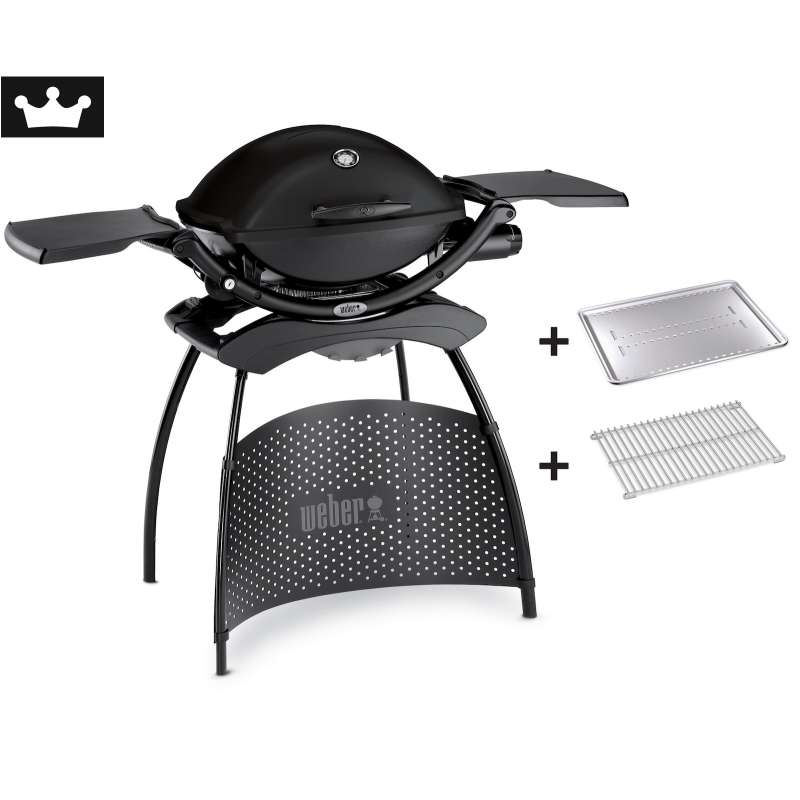 Weber Gasgrill Q 2200 Black mit Stand inkl. Hitzeschild und Bratenrost