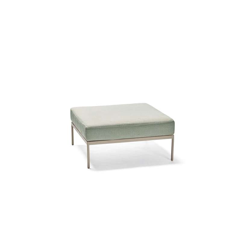 Stern Coco Hocker Sitzhocker Lounge-Hocker Aluminium greige Kissen greige/salbei