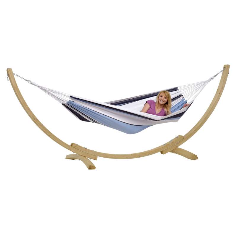AMAZONAS Hängematten-Set Apollo Salsa L-Size mit Holzgestell Fichtenholz wetterfest