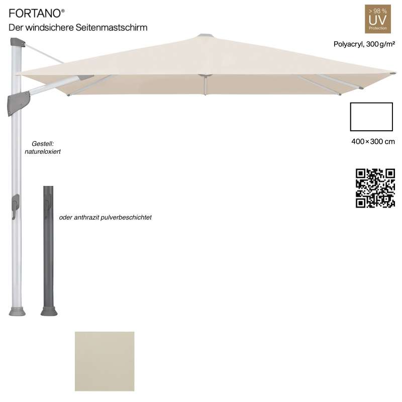 GLATZ Sonnenschirm FORTANO® Ampelschirm 400 x 300 cm Freiarmschirm Farbe 523 Champagne Stoffklasse 5