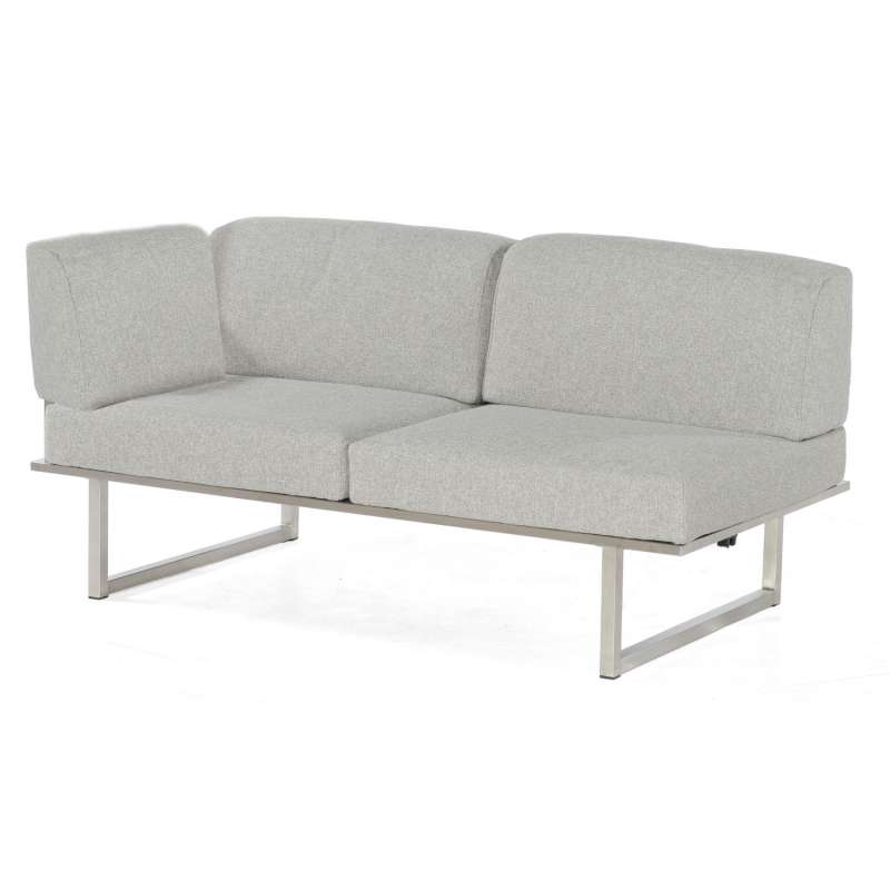 Sonnenpartner Lounge-Eckmodul 2-Sitzer links Lotus Edelstahl mit Teakholz Loungesofa