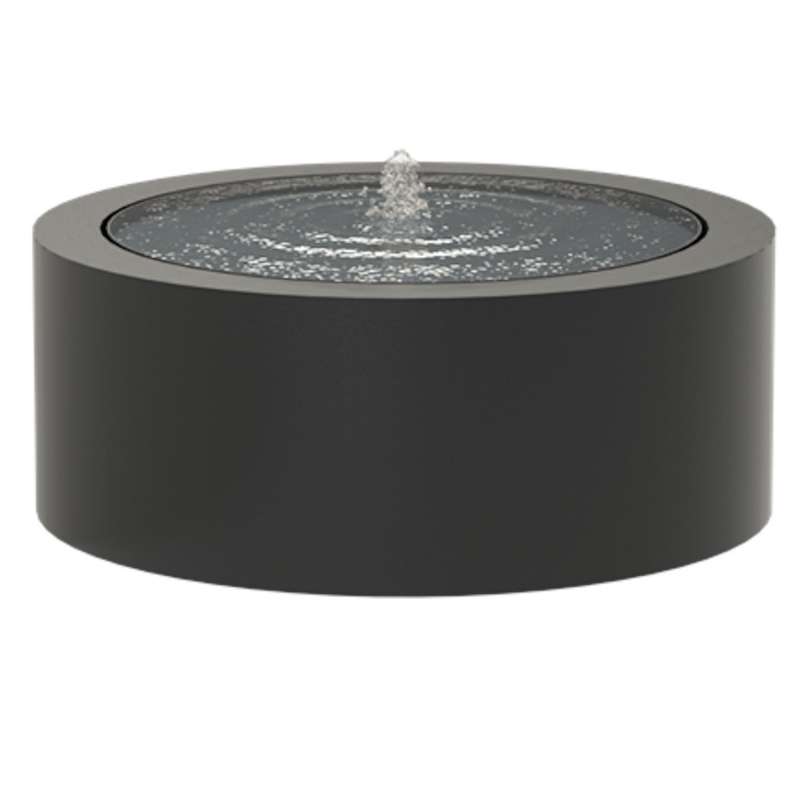 Adezz Wassertisch rund Aluminium schwarzgrau Wasserspiel mit Pumpe & LED verschiedene Größen