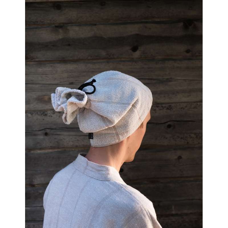 Jokipiin Laituri Tupas Saunamütze finnischer Saunahut für Damen und Herren beige