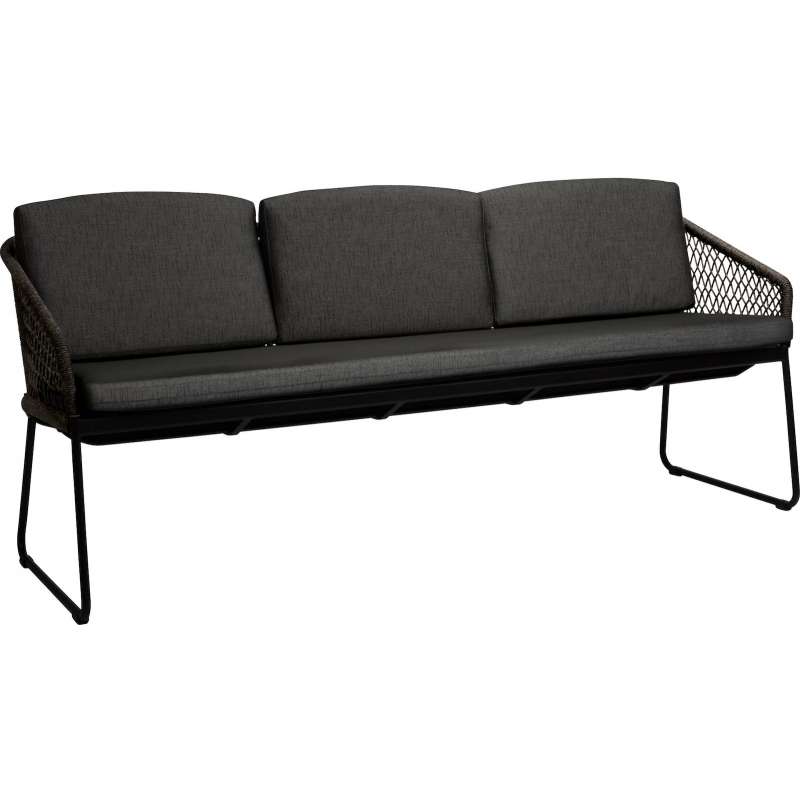 Stern Odea 3-Sitzer Kufenbank Gartensofa Lounge-Bank Gartenbank mit Kissen schwarz