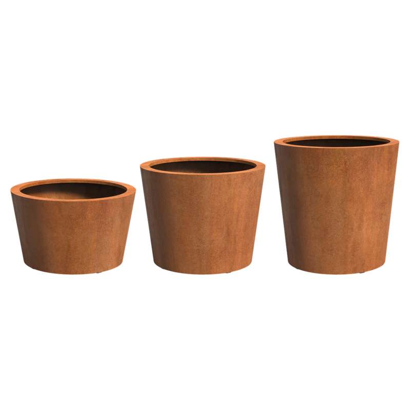 Adezz Conic mit Boden Pflanzgefäß aus Corten-Stahl Pflanzkübel Blumentopf