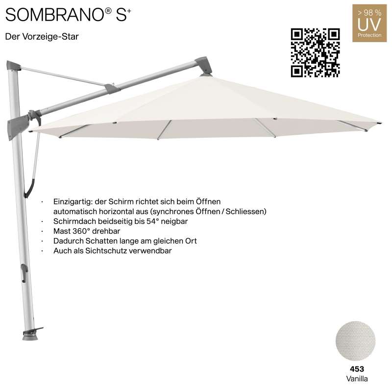 GLATZ Ampelschirm SOMBRANO® S+ rund ø 350 cm Freiarmschirm Farbe 453 Vanilla