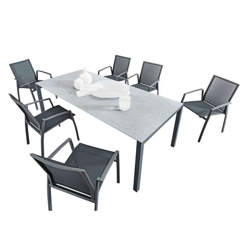 SIT Mobilia 7-tlg Sitzgruppe Etna/Argentina Alu anthrazit/Dekton/schwarz 210x95 cm