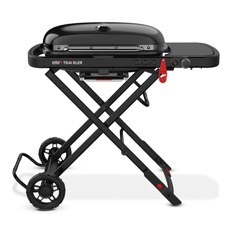 Weber Traveler Portabler Gasgrill mit Rollwagen Stealth Edition - Black 9013079