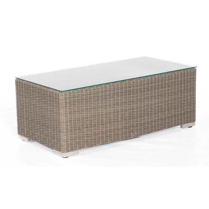 Sonnenpartner Lounge-Tisch Residence 120x60 cm Aluminium mit Polyrattan stone-grey mit Glas Loungeti