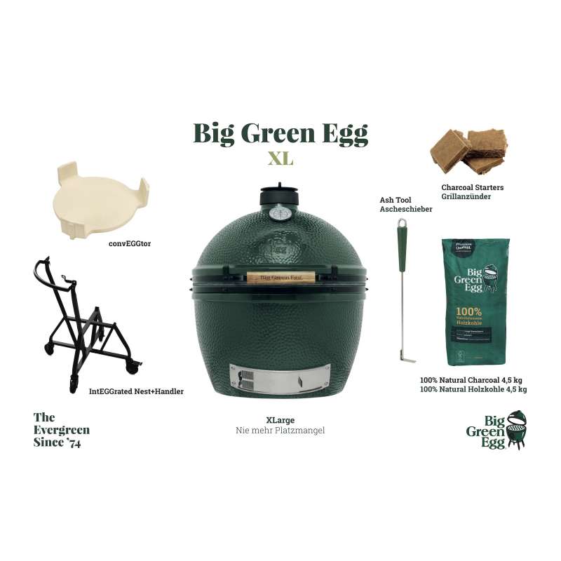 Big Green Egg XL XLarge Starter-Set Kamadogrill Keramikgrill ∅ 61cm Grillrost für bis zu 10 Personen