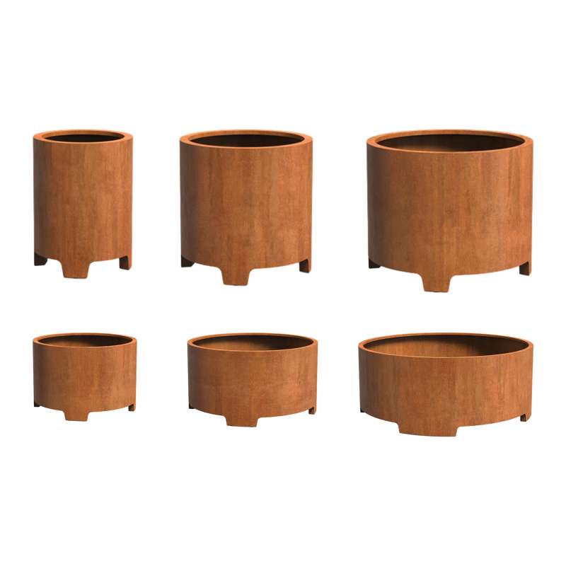 Adezz Circum mit Füßen Pflanzgefäß aus Corten-Stahl Pflanzkübel Blumentopf