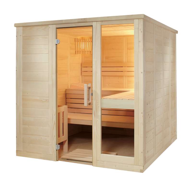 Sentiotec Komfort Large Massivsauna aus Fichte Saunakabine ca. 208x206x204 cm