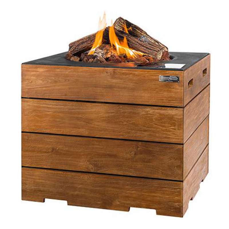 Happy Cocooning Mania Feuertisch Lounge&Dining 19,5 kW quadratisch 76x76x67,5 cm Teakholz/schwarz