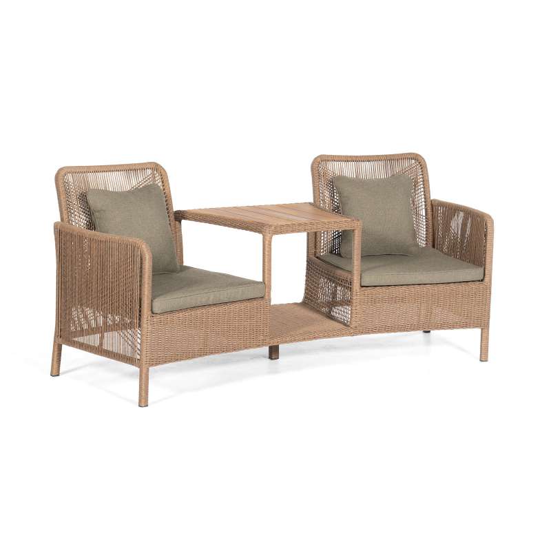 Sonnenpartner Duo-Loungesessel Luna Aluminium mit PE-Bespannung natural honey Relaxsessel