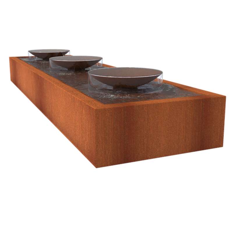 Adezz Wassertisch mit Schalen Corten-Stahl Rost braun/orange Wasserspiel Pumpe LED verschiedene Größ