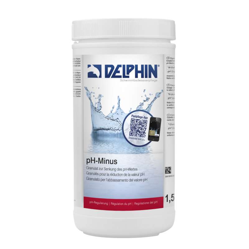 Delphin pH Minus Granulat 1,5 kg pH Senker Schwimmbadpflege Poolpflege 0811001D