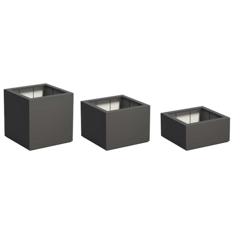 Adezz Pflanzgefäß Carrez mit Boden Fiberglas Pflanzkübel Blumenkübel schwarz