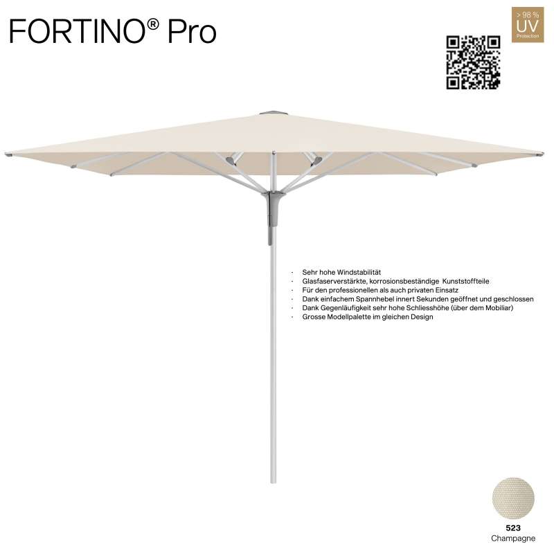 GLATZ Sonnenschirm FORTINO® Pro quadratisch 200 x 200 cm Farbe 523 Champagne 100 % Polyacryl