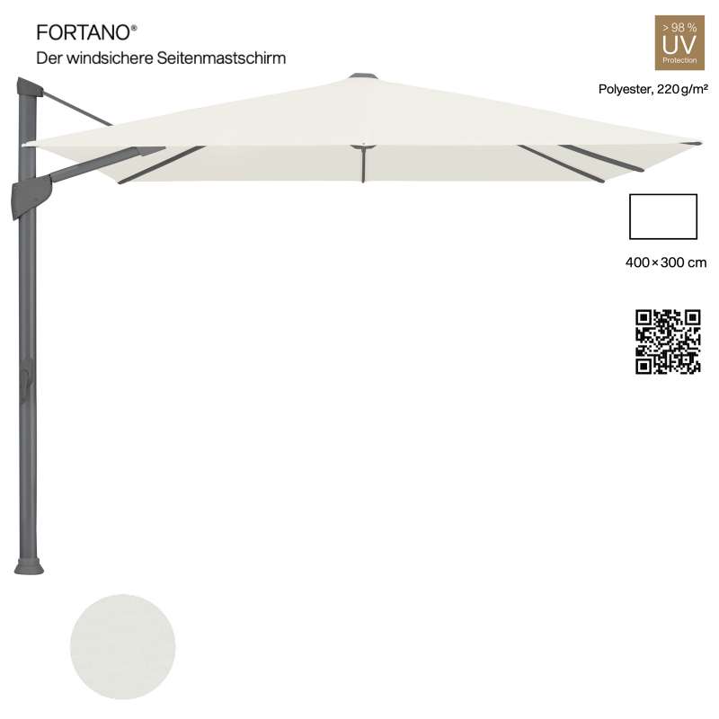 GLATZ Sonnenschirm FORTANO® Ampelschirm 400 x 300 cm Freiarmschirm Stoffklasse 2 Off-White