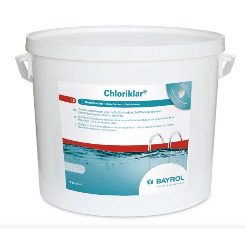Bayrol Chloriklar 10 kg Eimer Chlor Sprudeltabletten 20g zur Schnelldesinfektion
