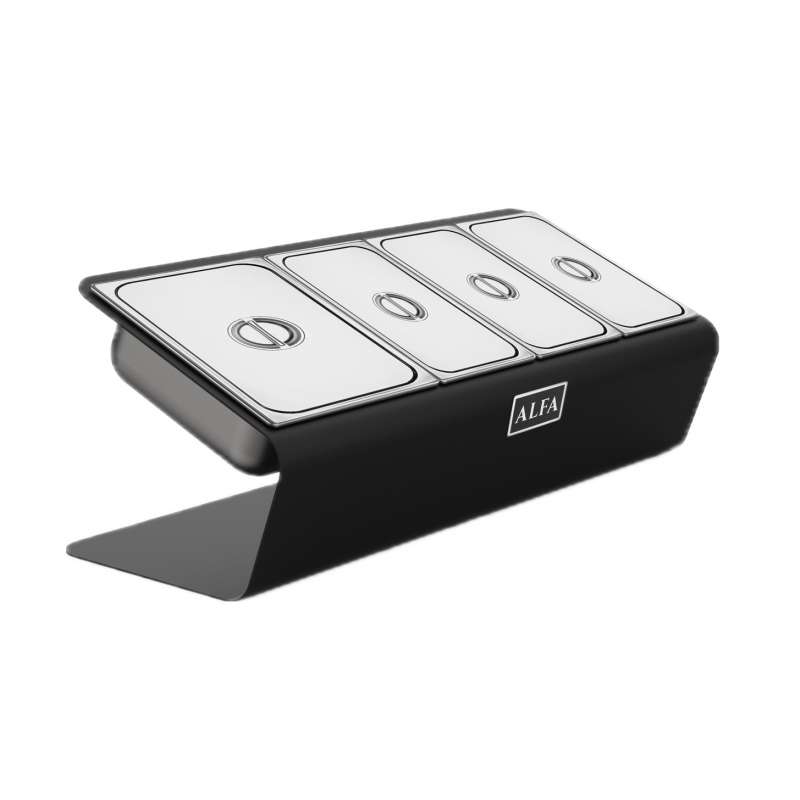 Alfa Forni Toppingstation - Zutatenhalter mit 4 Behältern und Deckel AC-PIG-4
