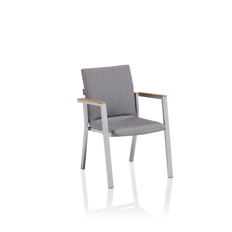 Kettler Stapelsessel Rasmus Alu silber/Sunbrella® flanelle mit Teak Stapelstuhl 62x60x85 cm