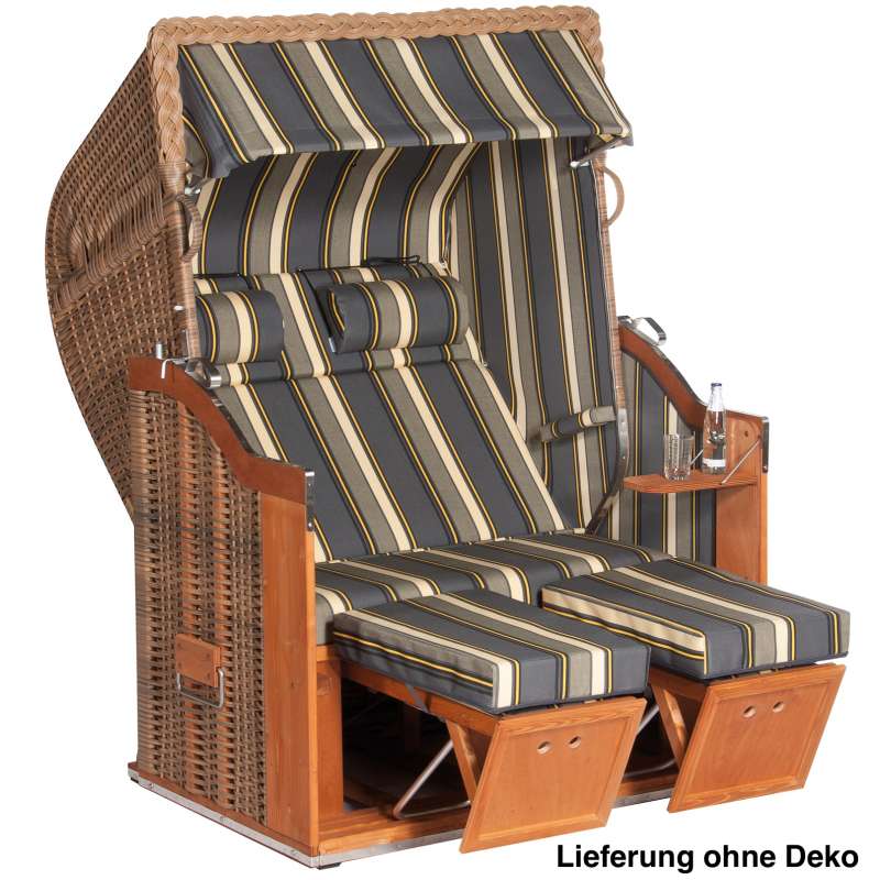 Sonnenpartner Strandkorb Classic 2-Sitzer Halbliegemodell marone/anthrazit mit Sonderausstattung