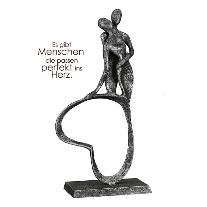 Casablanca Skulptur Stand by me Eisen silberfarben Antikfinish 23 cm