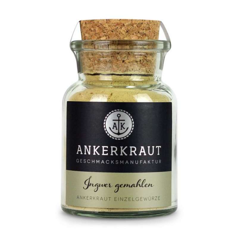 Ankerkraut Ingwer Fein gemahlen Küchengewürz für Asiatische Gerichte und Curry im Korkenglas 65 g