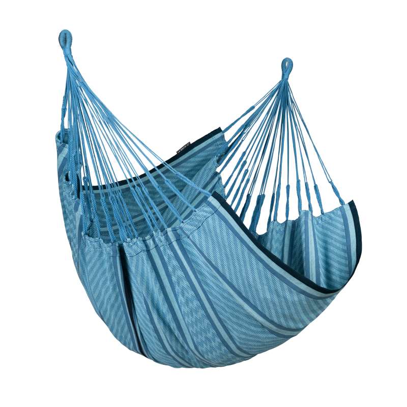La Siesta Hängesessel Cumbia Organic Zebra blau - Comfort Size aus 100 % Bio-Baumwolle