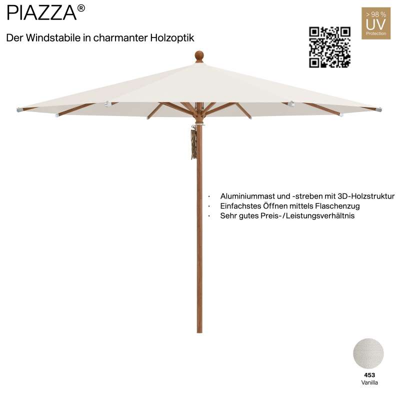 GLATZ Sonnenschirm PIAZZA rund 300 cm Mittelmastschirm Stoffqualität 4 Farbe 453 Vanilla