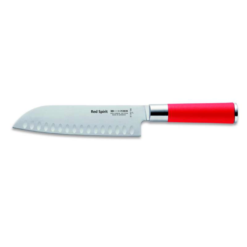 Friedrich Dick Red Spirit Kochmesser Santoku mit Kullenschliff, Klingenlänge 18 cm